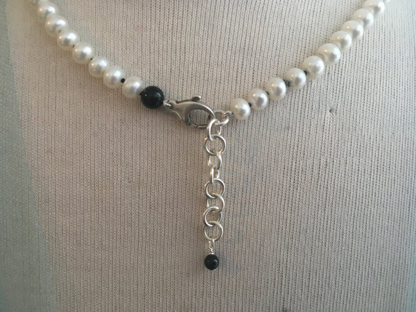 Real Pearl Necklace for Men | Single Strand Choker | Cultured Freshwater Pearls | Black Knotting Jewelry, Necklace, Pendant Bourdage Pearl Jewelry    sherri bourdage