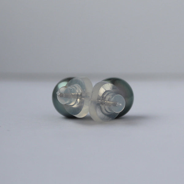 Black Cultured Tahitian Pearl (9mm) Stud Earrings in 14K White Gold Jewelry,Earrings Bourdage Pearl Jewelry    sherri bourdage