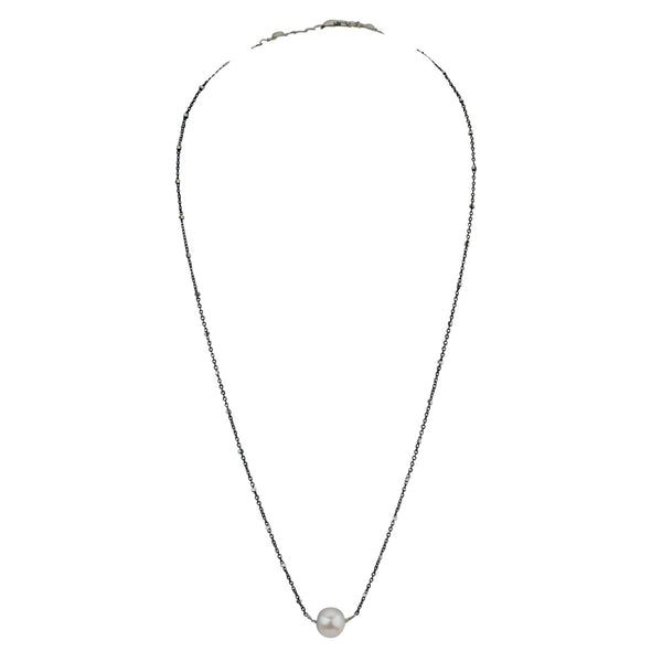 Black & White Cultured Freshwater Pearl Pendant Necklace on Oxidized Sterling Silver Chain Jewelry, Necklace, Pendant Bourdage Pearl Jewelry    sherri bourdage