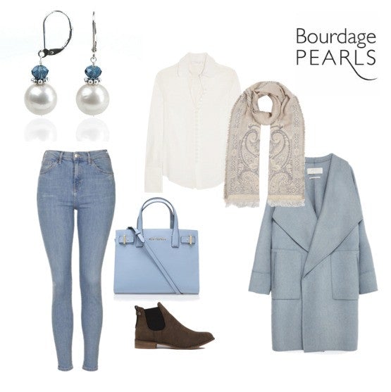 Dangle Real Freshwater Pearl Earrings | Blue Austrian Crystal | Sterling Silver Leverback | Bridesmaid Earring Jewelry,Earrings Bourdage Pearl Jewelry    sherri bourdage