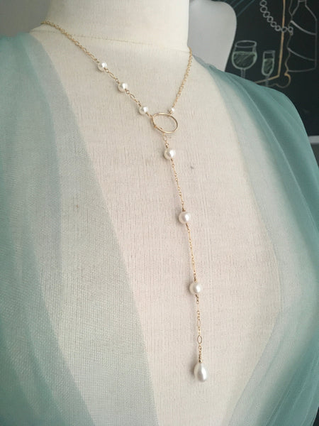 Real Pearl Necklace on Gold Chain, Long Pearl Pendant Necklace, Cultured Freshwater Pearls, Long Station Necklace, Y Necklace, Gift for Woman Jewelry, Necklace, Pendant Bourdage Pearl Jewelry    sherri bourdage